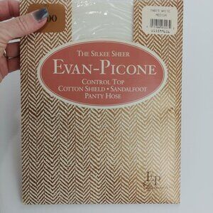 Evan-Picone NWT Vintage The Silkee Sheer Control Top‎ Pantyhose M White Bridal